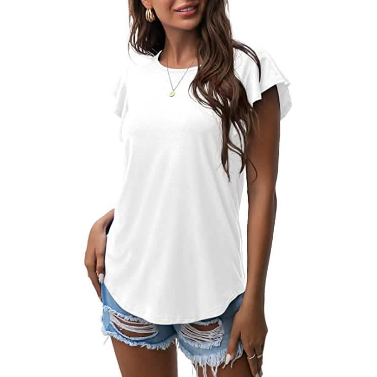 Summer Knit Ruffle Short Sleeve Top