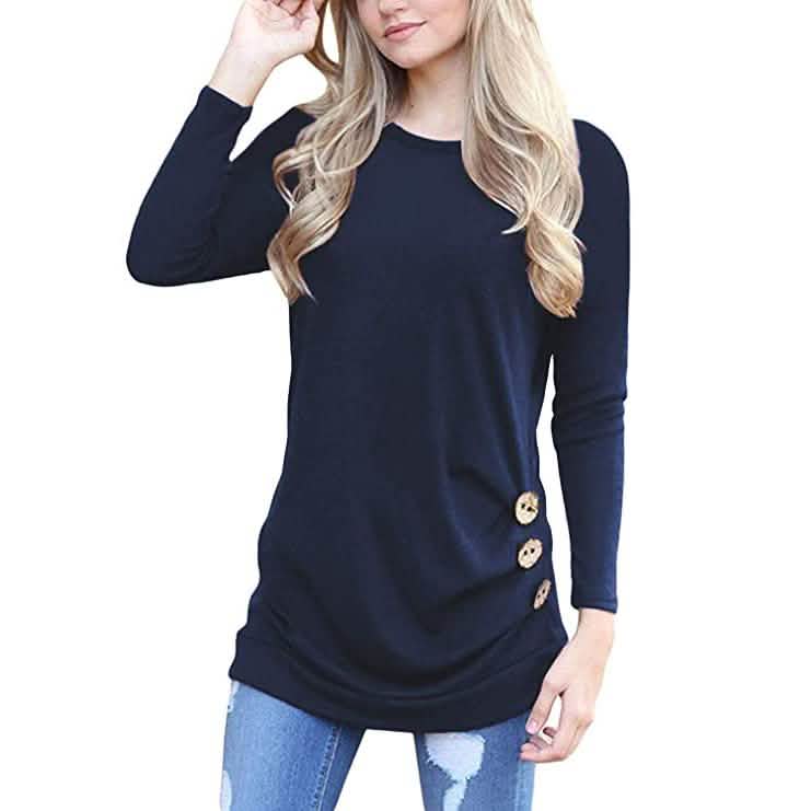 Women's Casual Long Sleeve Tunic Tops